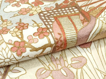平和屋本店●極上　訪問着　駒刺繍　雲重ね扇面吉祥花文　金彩　たとう紙付き　ゑり善扱い　逸品　CZAA5663s6