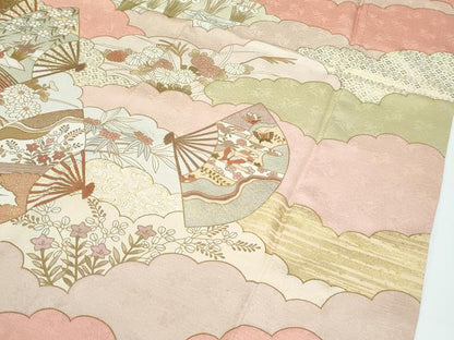 平和屋本店●極上　訪問着　駒刺繍　雲重ね扇面吉祥花文　金彩　たとう紙付き　ゑり善扱い　逸品　CZAA5663s6