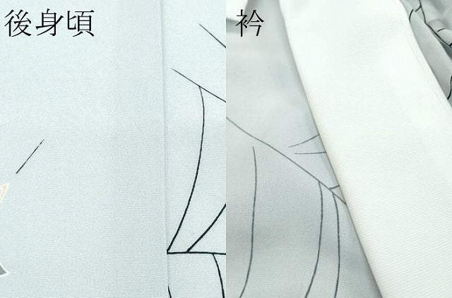 平和屋着物●上質な長襦袢　単衣　蜘蛛の巣　舞葉文　薄鈍色地　逸品　CZAA5665s6