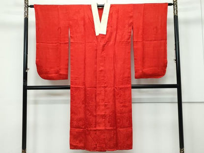 平和屋本店●極上　アンティーク　大正ロマン　長襦袢　袷　飛鶴草花地紋　逸品　CZAA5668s6