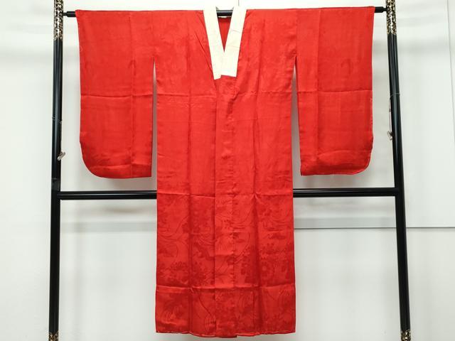 平和屋本店●極上　アンティーク　大正ロマン　長襦袢　袷　飛鶴草花地紋　逸品　CZAA5668s6