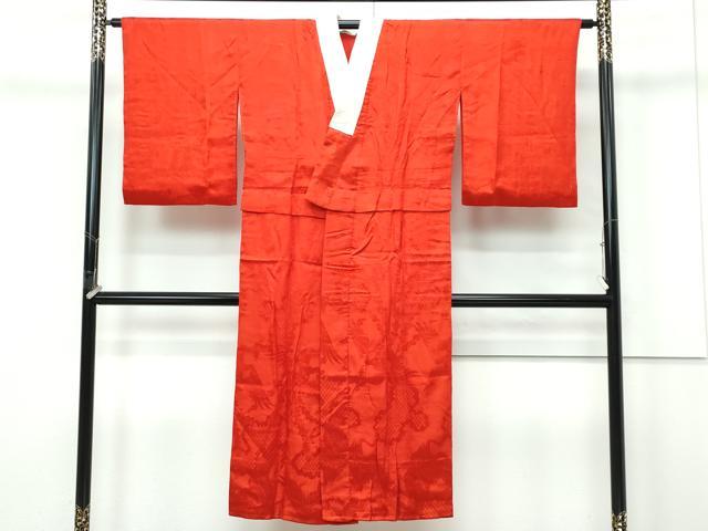平和屋本店●極上　アンティーク　大正ロマン　長襦袢　袷　雲取り飛鶴鳳凰地紋　逸品　CZAA5670s6