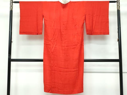 平和屋本店●極上　アンティーク　大正ロマン　長襦袢　単衣　色無地　茜色　逸品　CZAA5671s6