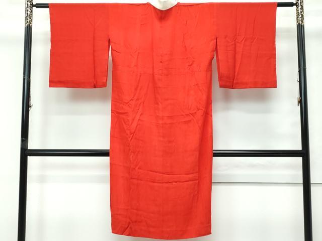 平和屋本店●極上　アンティーク　大正ロマン　長襦袢　単衣　色無地　茜色　逸品　CZAA5671s6