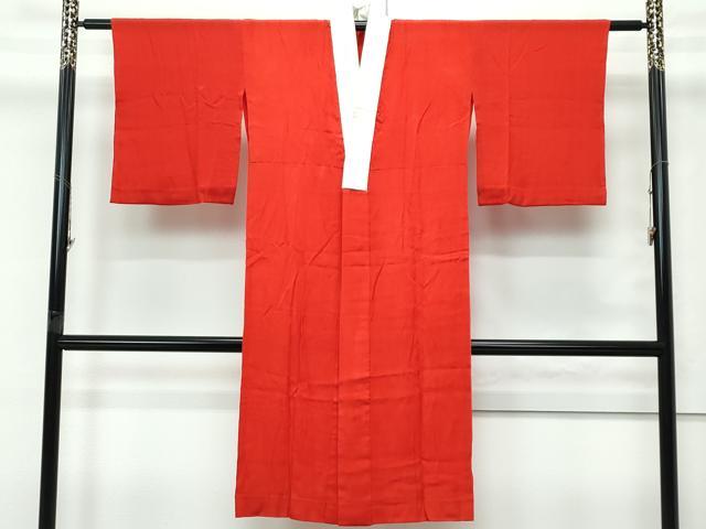 平和屋本店●極上　アンティーク　大正ロマン　長襦袢　単衣　色無地　茜色　逸品　CZAA5671s6