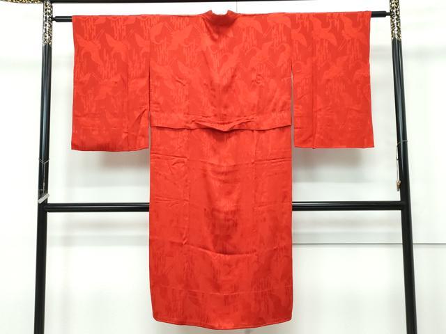 平和屋本店●極上　アンティーク　大正ロマン　長襦袢　袷　飛鶴地紋　逸品　CZAA5672s6 平和屋本店○極上 アンティーク 大正ロマン 長襦袢 袷 飛鶴地紋 逸品
