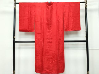 平和屋本店●極上　アンティーク　大正ロマン　長襦袢　袷　飛鶴草花地紋　逸品　CZAA5675s6