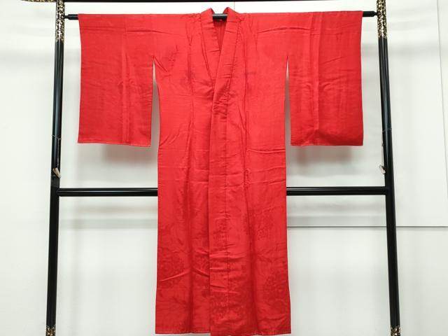 平和屋本店●極上　アンティーク　大正ロマン　長襦袢　袷　飛鶴草花地紋　逸品　CZAA5675s6