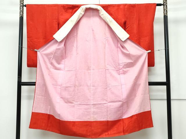 平和屋本店●極上　アンティーク　大正ロマン　長襦袢　袷　立涌草花地紋　半衿刺繍　逸品　CZAA5679s6