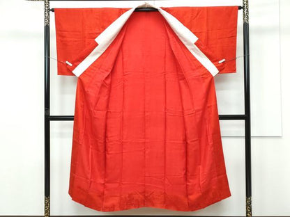 平和屋本店●極上　アンティーク　大正ロマン　長襦袢　袷　草花地紋　半衿刺繍　逸品　CZAA5681s6