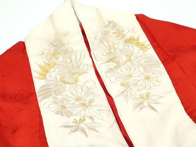 平和屋本店●極上　アンティーク　大正ロマン　長襦袢　袷　草花地紋　半衿刺繍　逸品　CZAA5681s6