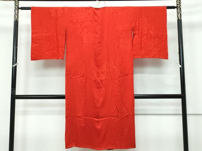 平和屋本店●極上　アンティーク　大正ロマン　長襦袢　袷　檜扇草花地紋　逸品　CZAA5682s6