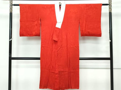 平和屋本店●極上　アンティーク　大正ロマン　長襦袢　袷　檜扇草花地紋　逸品　CZAA5682s6