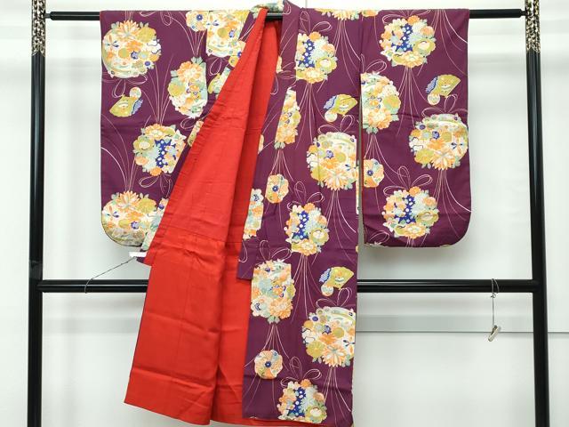 平和屋本店[]極上　アンティーク　大正ロマン　七五三　女の子　7歳　祝着　草花文　逸品　CZAA5692s6