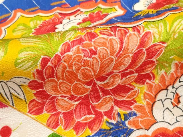 平和屋本店[]極上　アンティーク　大正ロマン　長襦袢　袷　檜扇草花文　半衿刺繍　逸品　CZAA5693s6