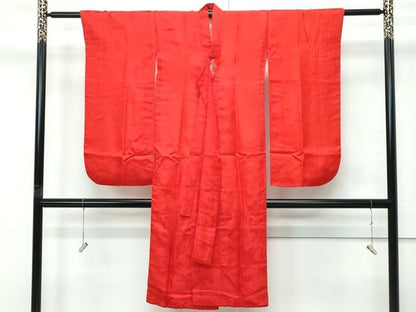 平和屋本店[]極上 アンティーク 大正ロマン 七五三 女の子 7歳 祝着・長襦袢セット 駒刺繍 檜扇鼓花毬文 金彩 赤紅色地 逸品 CZAA5697s6