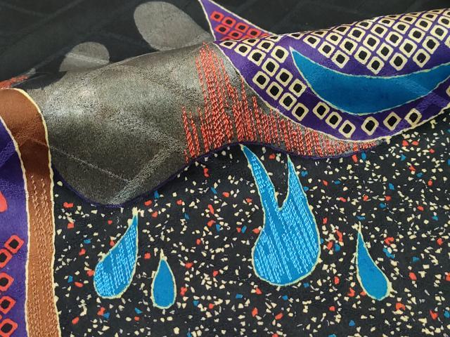 平和屋本店●極上　振袖　作家物　刺繍　抽象文　黒地　金銀彩　逸品　CZAA5699s6