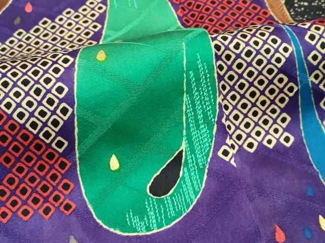 平和屋本店●極上　振袖　作家物　刺繍　抽象文　黒地　金銀彩　逸品　CZAA5699s6