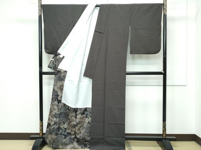 平和屋本店●極上　撫松庵　江戸小紋・長襦袢・袋帯・帯締め・帯揚げ・足袋セット　黒地　柄：檳榔子染色　たとう紙付き　逸品　CZAA5701s6 平和屋本店○極上 撫松庵 江戸小紋・長襦袢・袋帯・帯締め・帯揚げ