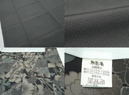平和屋本店●極上　撫松庵　江戸小紋・長襦袢・袋帯・帯締め・帯揚げ・足袋セット　黒地　柄：檳榔子染色　たとう紙付き　逸品　CZAA5701s6