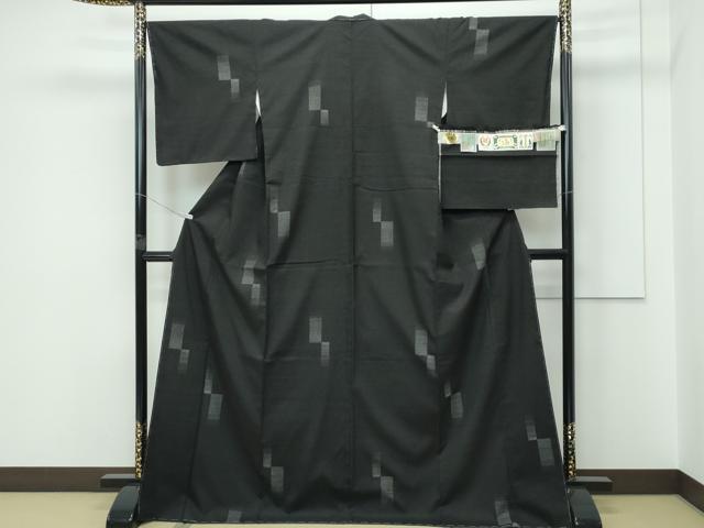 平和屋本店●超希少　本場結城紬　重要無形文化財　地機　160亀甲　飛び亀甲柄　証紙付き　逸品　未使用　CZAA5702s6