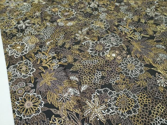 平和屋本店●極上　小紋　総刺繍　草花尽くし　黒地　逸品　CZAA5705s6