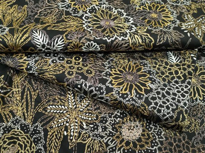 平和屋本店●極上　小紋　総刺繍　草花尽くし　黒地　逸品　CZAA5705s6