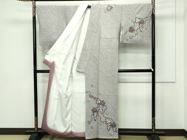平和屋本店●極上　名門　藤娘きぬたや・総絞り　訪問着　葡萄蔦の葉文　落款有り　逸品　CZAA5709s6