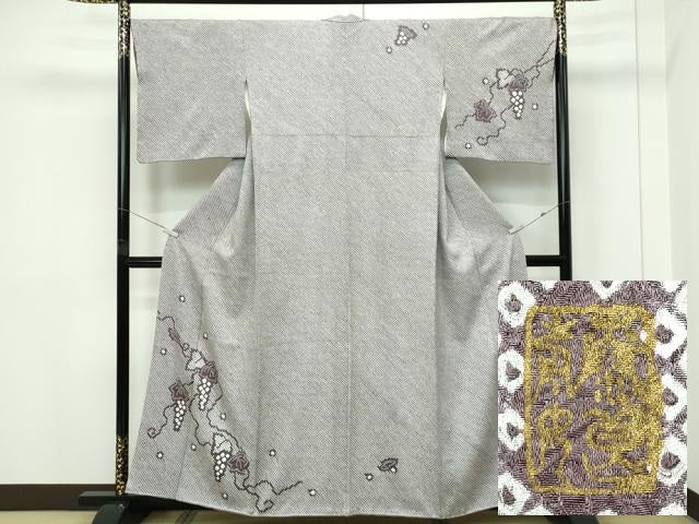 平和屋本店●極上　名門　藤娘きぬたや・総絞り　訪問着　葡萄蔦の葉文　落款有り　逸品　CZAA5709s6