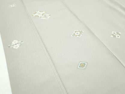 平和屋本店●極上 山口美術織物 皇室 伊勢神宮御用 西陣織 訪問着 総刺繍 双鶴菱花文 金銀糸 亜麻色地 ますいわ屋扱い 逸品 CZAA5710s6