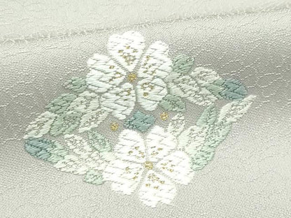 平和屋本店●極上 山口美術織物 皇室 伊勢神宮御用 西陣織 訪問着 総刺繍 双鶴菱花文 金銀糸 亜麻色地 ますいわ屋扱い 逸品 CZAA5710s6