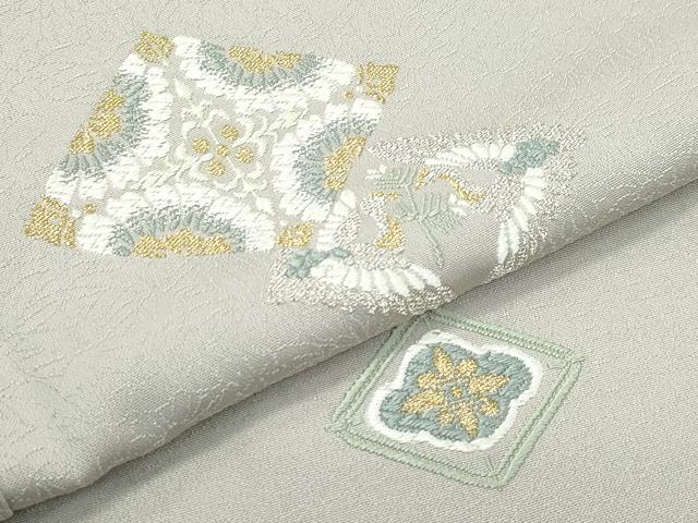 平和屋本店●極上 山口美術織物 皇室 伊勢神宮御用 西陣織 訪問着 総刺繍 双鶴菱花文 金銀糸 亜麻色地 ますいわ屋扱い 逸品 CZAA5710s6