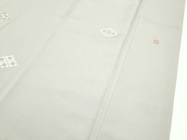 平和屋本店●極上 山口美術織物 皇室 伊勢神宮御用 西陣織 訪問着 総刺繍 双鶴菱花文 金銀糸 亜麻色地 ますいわ屋扱い 逸品 CZAA5710s6