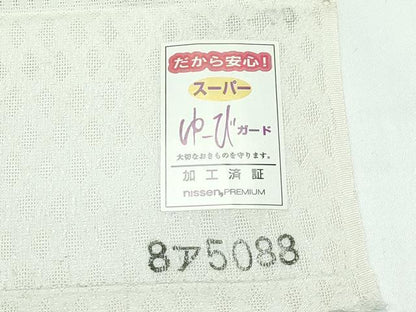 平和屋本店●極上　お召　紗袷　モール織　更紗花紋紗　鳩羽鼠色地　反端付き　逸品　CZAA5711s6