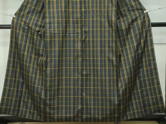 平和屋本店●希少　本場黄八丈　市松綾織　黒八丈　紬　逸品　CZAA5712s6