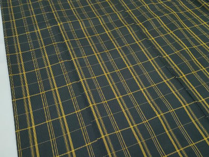 平和屋本店●希少　本場黄八丈　市松綾織　黒八丈　紬　逸品　CZAA5712s6