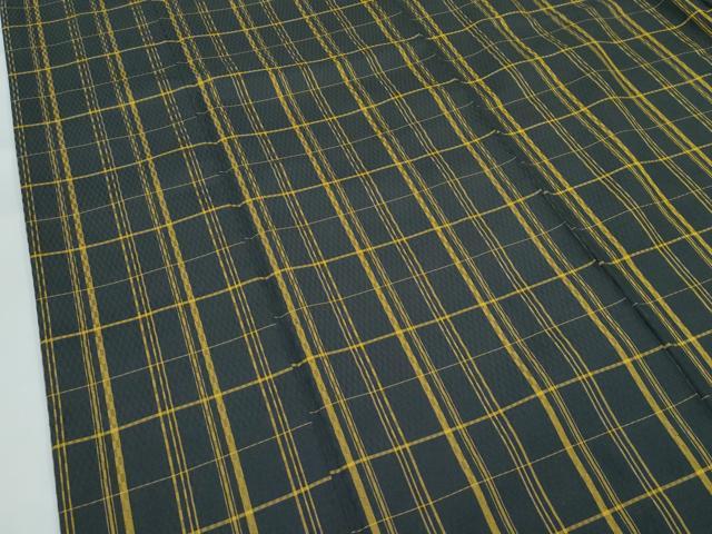 平和屋本店●希少　本場黄八丈　市松綾織　黒八丈　紬　逸品　CZAA5712s6
