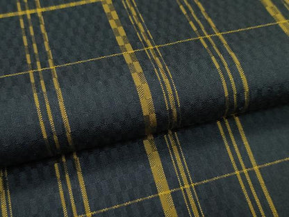 平和屋本店●希少　本場黄八丈　市松綾織　黒八丈　紬　逸品　CZAA5712s6