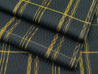 平和屋本店●希少　本場黄八丈　市松綾織　黒八丈　紬　逸品　CZAA5712s6