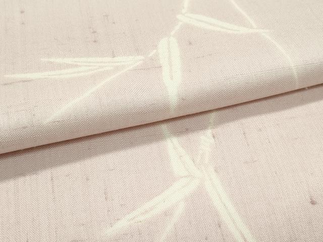 平和屋本店▽極上　染織の名門　しょうざん  生紬　単衣　一珍染　笹　アンバーローズ色地　証紙付き　逸品　CZAA5723s6