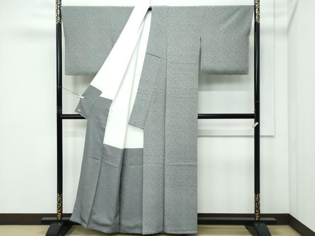 平和屋本店●極上　人間国宝　小宮康孝　江戸小紋　扇面　さすまた　利休鼠色地　三越扱い　逸品　未使用　CZAA5735s6