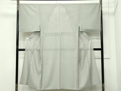 平和屋本店＊極上　男性　夏物　江戸小紋　絽　万筋　藤煤竹色×絹鼠色　逸品　未使用　CZAA5739s6