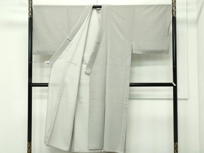 平和屋本店＊極上　男性　夏物　江戸小紋　絽　万筋　藤煤竹色×絹鼠色　逸品　未使用　CZAA5739s6