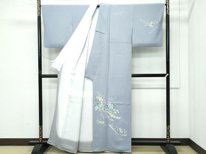 平和屋本店●極上　本加賀友禅作家　本弘実　訪問着　野遊び　錫色地　証紙付き　逸品　CZAA5740s6