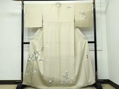 平和屋本店●極上　京加賀友禅　百貫達雄　訪問着　草花文　暈し染め　蒸栗色地　銀座おゝぎ屋扱い　逸品　CZAA5742s6