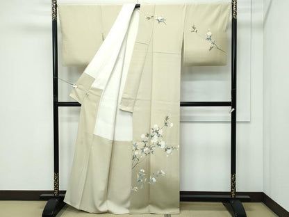 平和屋本店●極上　京加賀友禅　百貫達雄　訪問着　草花文　暈し染め　蒸栗色地　銀座おゝぎ屋扱い　逸品　CZAA5742s6