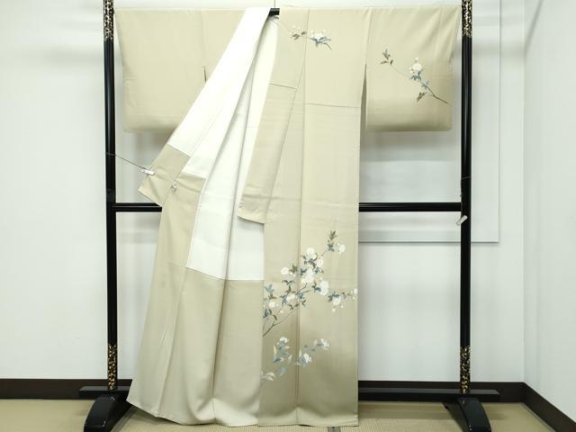 平和屋本店●極上　京加賀友禅　百貫達雄　訪問着　草花文　暈し染め　蒸栗色地　銀座おゝぎ屋扱い　逸品　CZAA5742s6