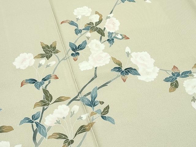 平和屋本店●極上　京加賀友禅　百貫達雄　訪問着　草花文　暈し染め　蒸栗色地　銀座おゝぎ屋扱い　逸品　CZAA5742s6