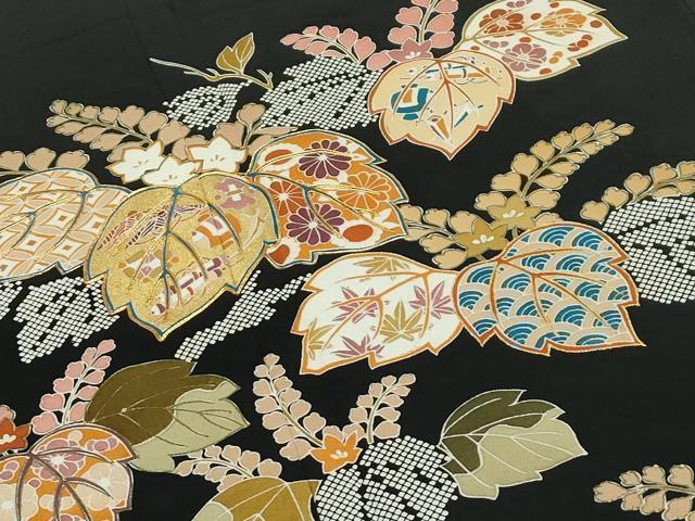 平和屋本店●極上　創業460年・千總　黒留袖　駒刺繍　楓文　金彩　高島屋扱い　逸品　CZAA5755s6