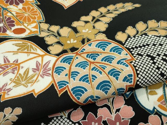 平和屋本店●極上　創業460年・千總　黒留袖　駒刺繍　楓文　金彩　高島屋扱い　逸品　CZAA5755s6